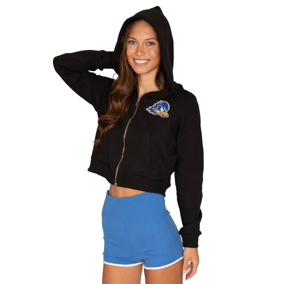 Delaware Blue Hens Waffle Knit Zip Up Hoodie – lojobands