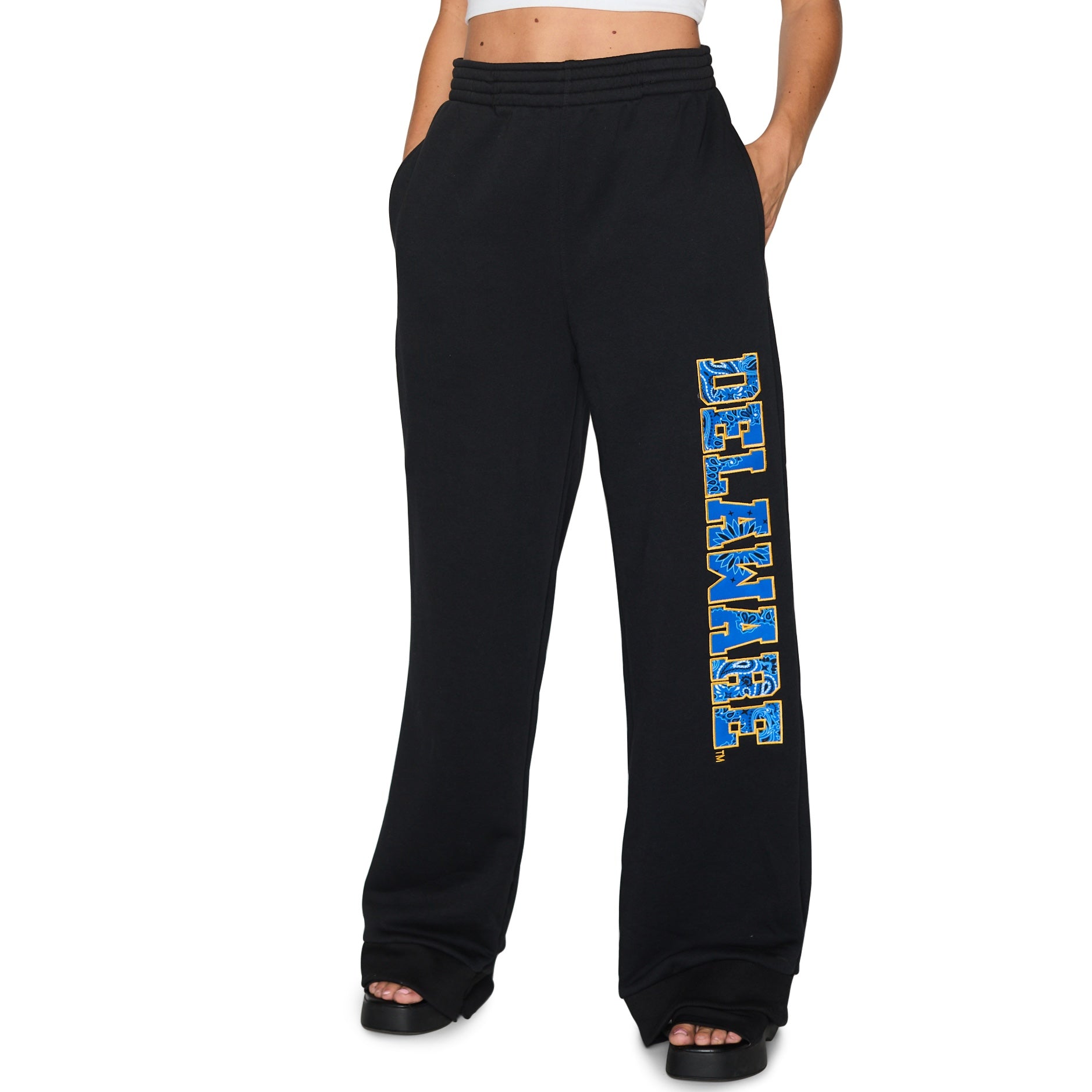 Delaware Bandana Flare Black Sweatpants