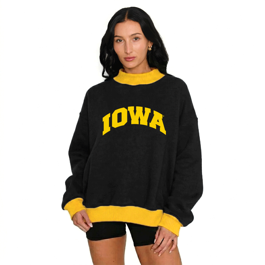 Iowa Hawkeyes Two Tone Mock Neck Sweatshirt – lojobands