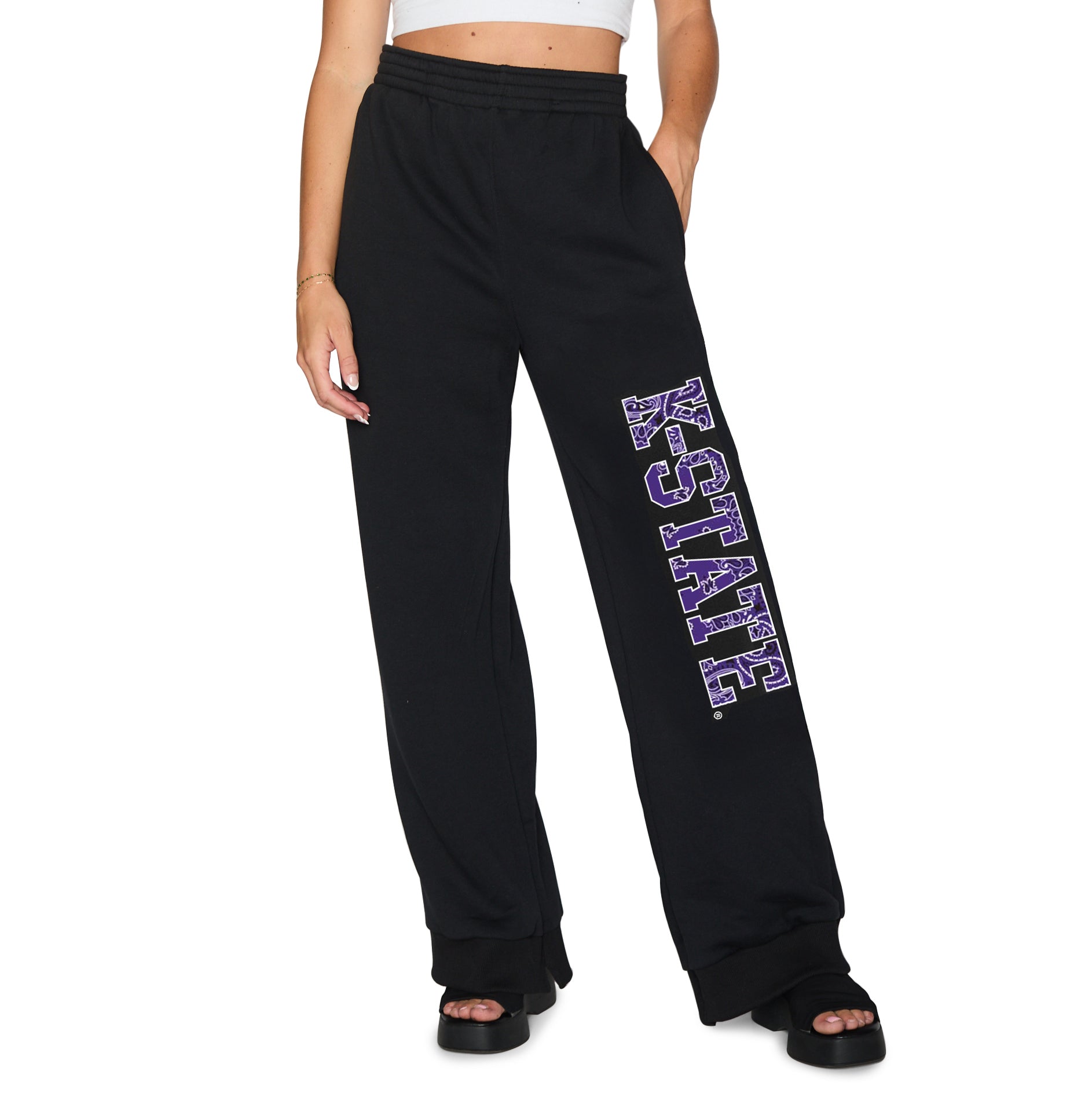 Kansas State Bandana Flare Black Sweatpants
