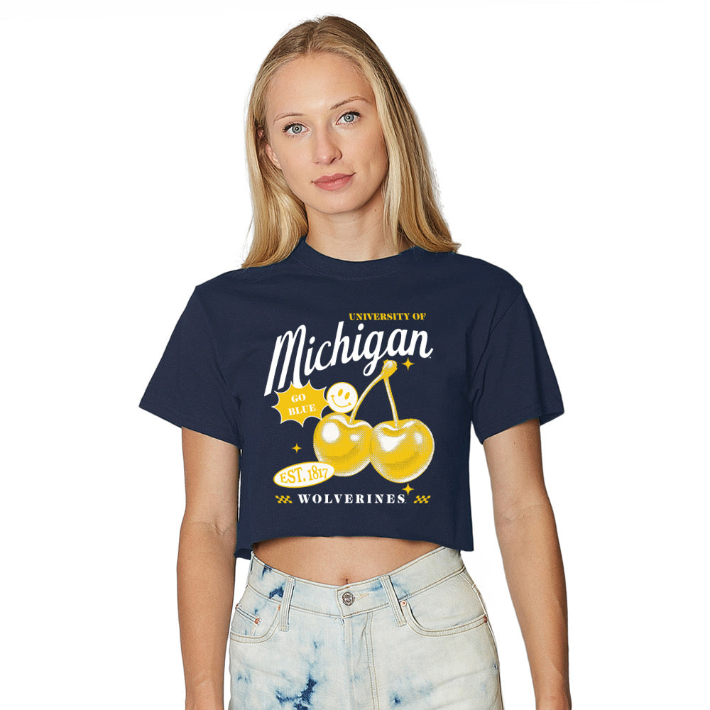 University of Michigan Cherries Navy Tee