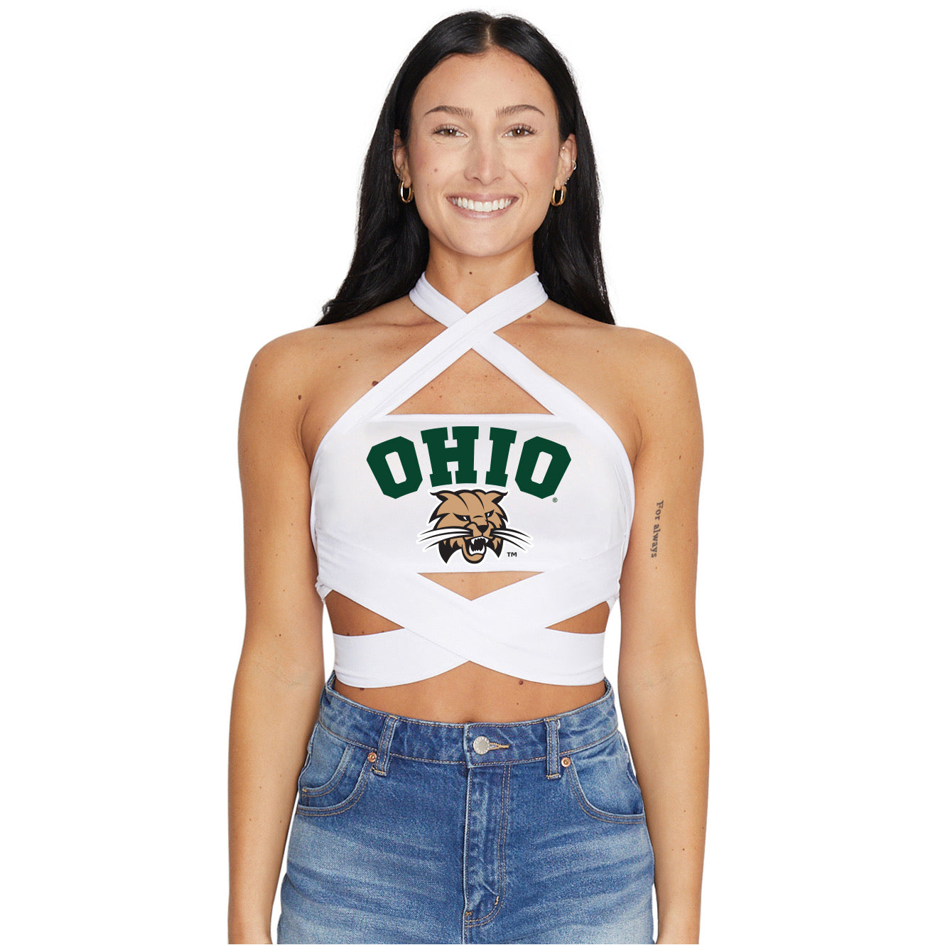 Ohio Bobcats White Multi Way Bandeau Top