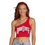 Ohio State OSU Buckeyes Red Shoulder Top