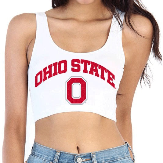 Ohio State OSU Buckeyes White Crop Tank Top