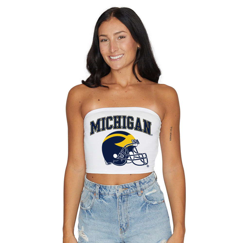 University of Michigan Football White Tube Top