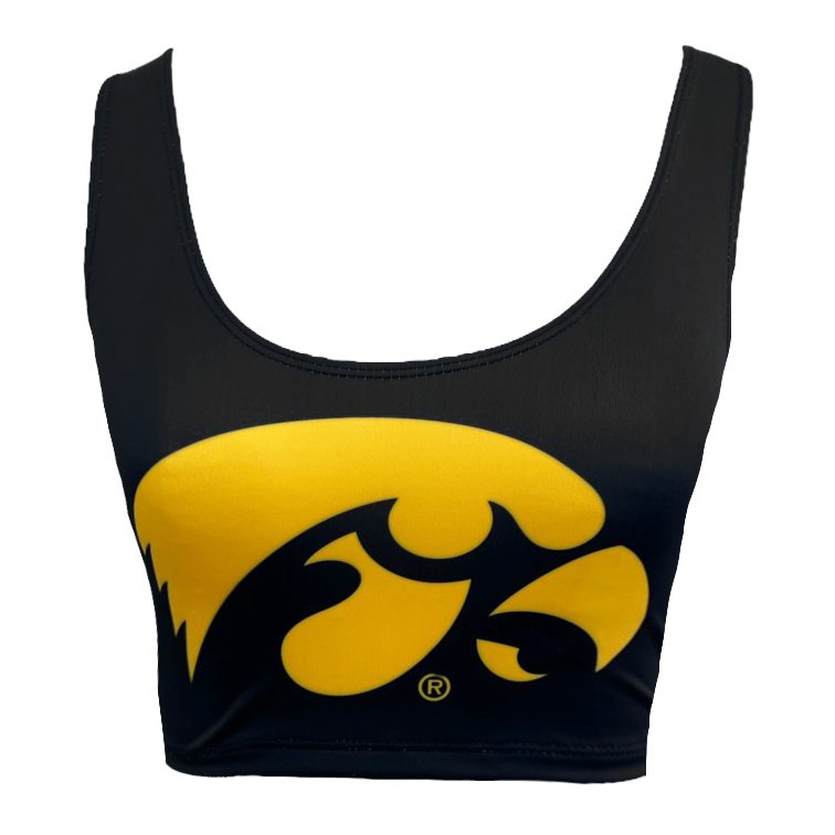 Iowa Hawkeyes Black Crop Tank Top
