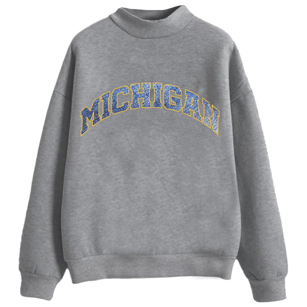 Denim Mock Neck Sweatshirts