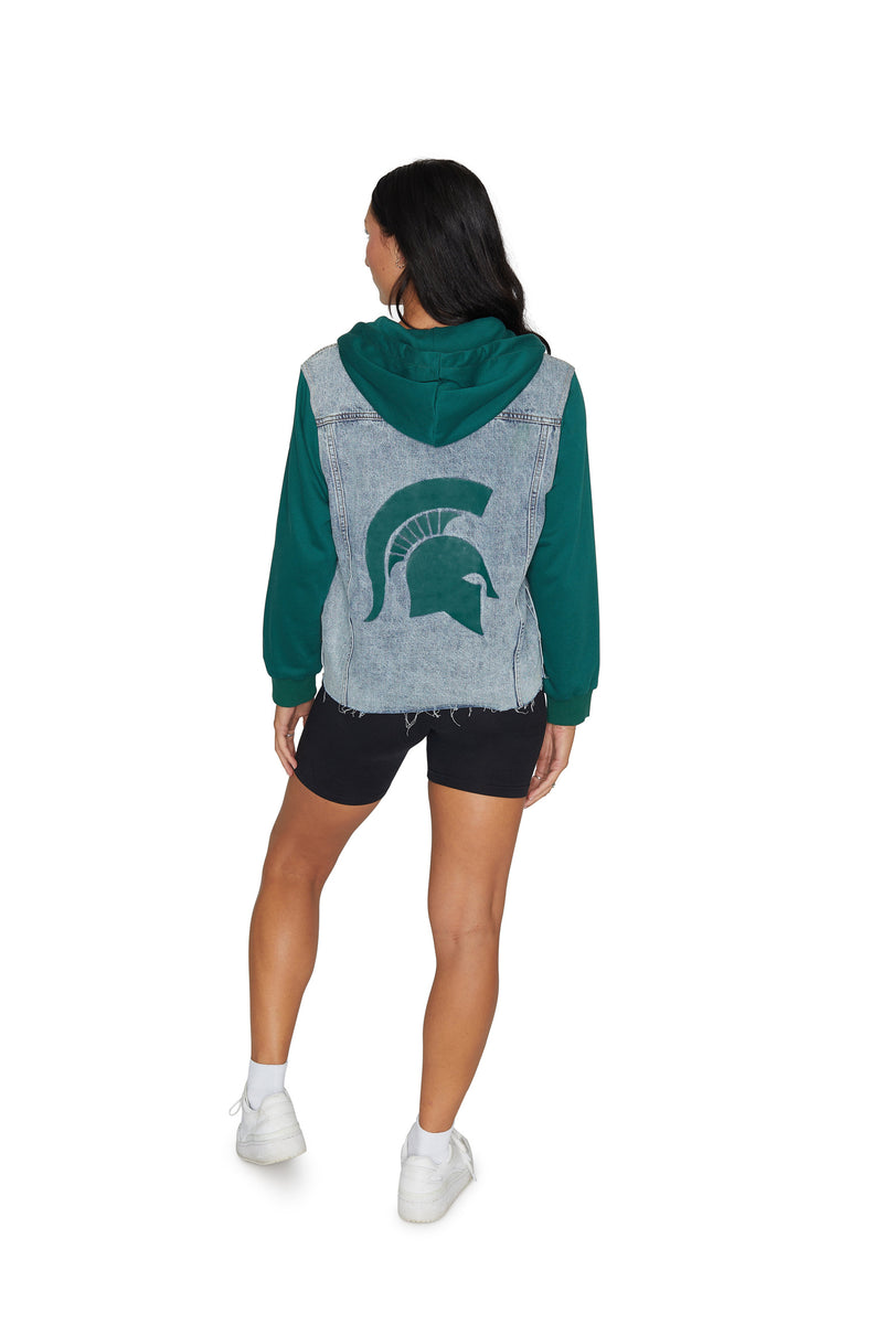 Michigan State Fleece Denim Jacket