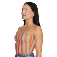 Burnt Orange & Grey Striped Tube Top