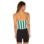 Green & White Striped Tube Top