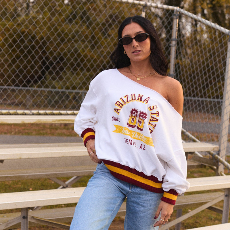 Arizona State ASU Vintage Off the Shoulder Sweatshirt