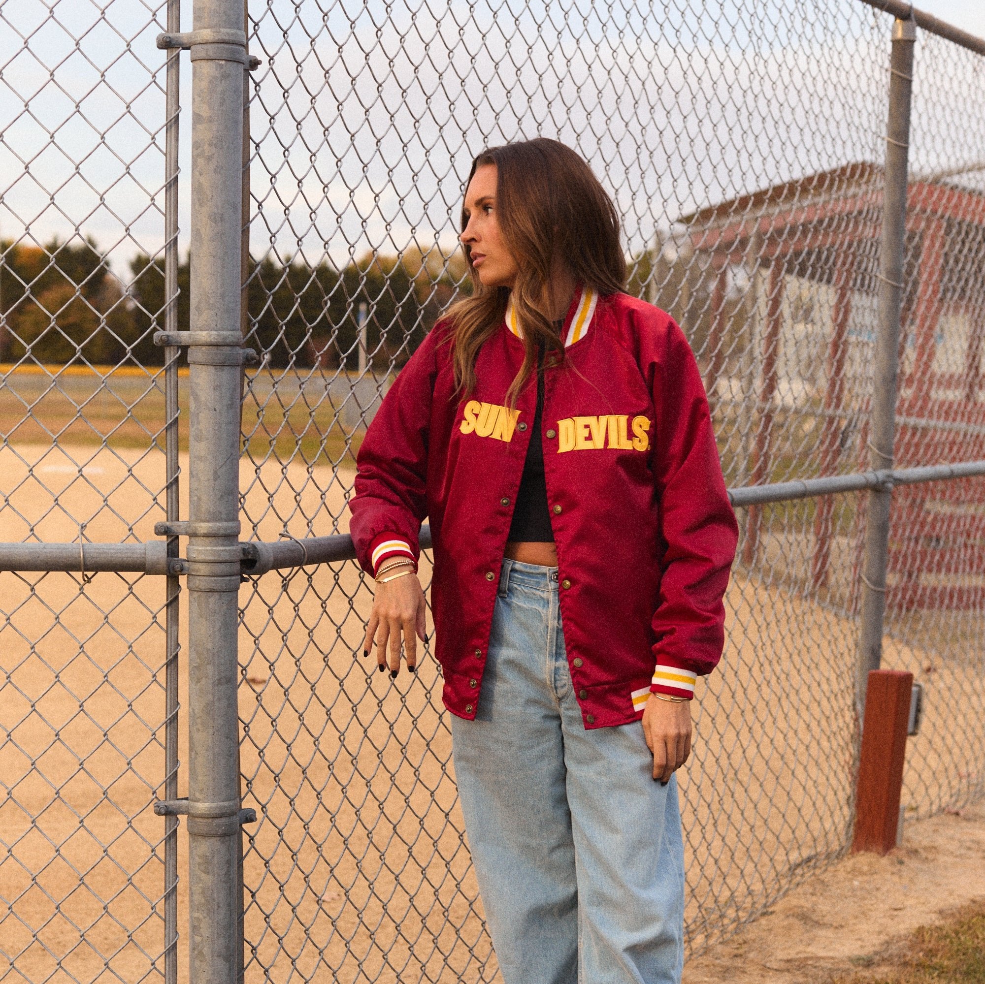 ジャケット・アウター asu Arizona State ASU Satin Letterman Bomber Jacket – lojobands