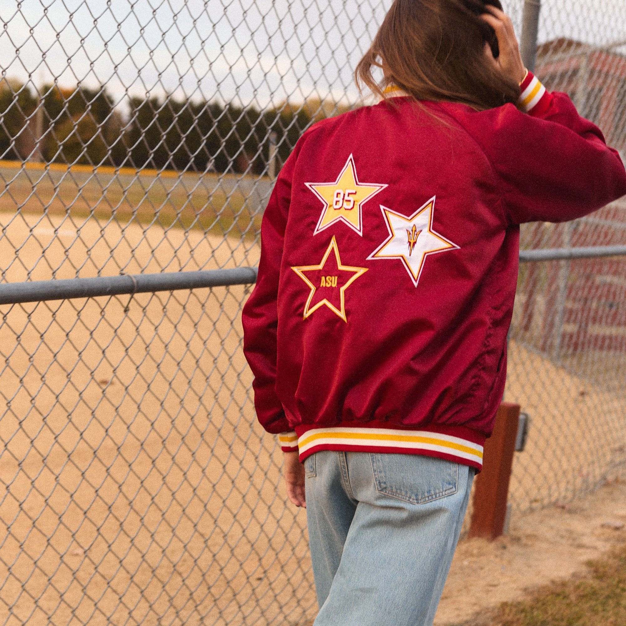 Arizona State ASU Satin Letterman Bomber Jacket – lojobands