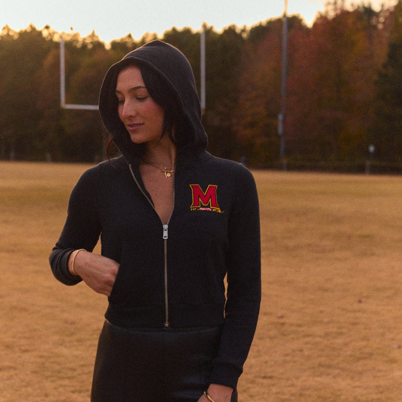 Maryland Terps Waffle Knit Zip Up Hoodie