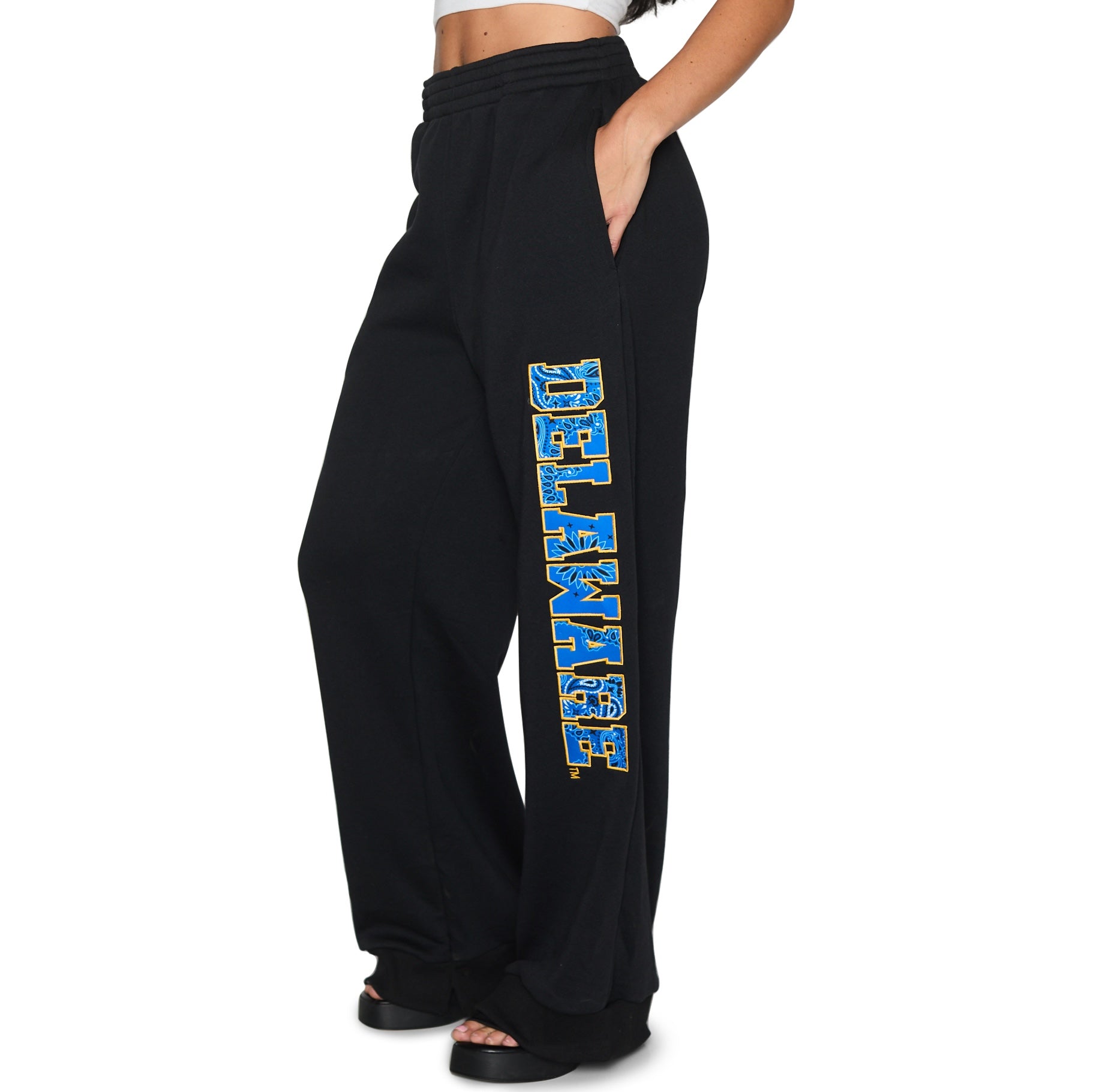 Delaware Bandana Flare Black Sweatpants – lojobands