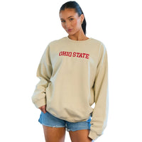 Ohio State Embroidered Taupe Crewneck