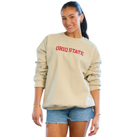 Ohio State Embroidered Taupe Crewneck