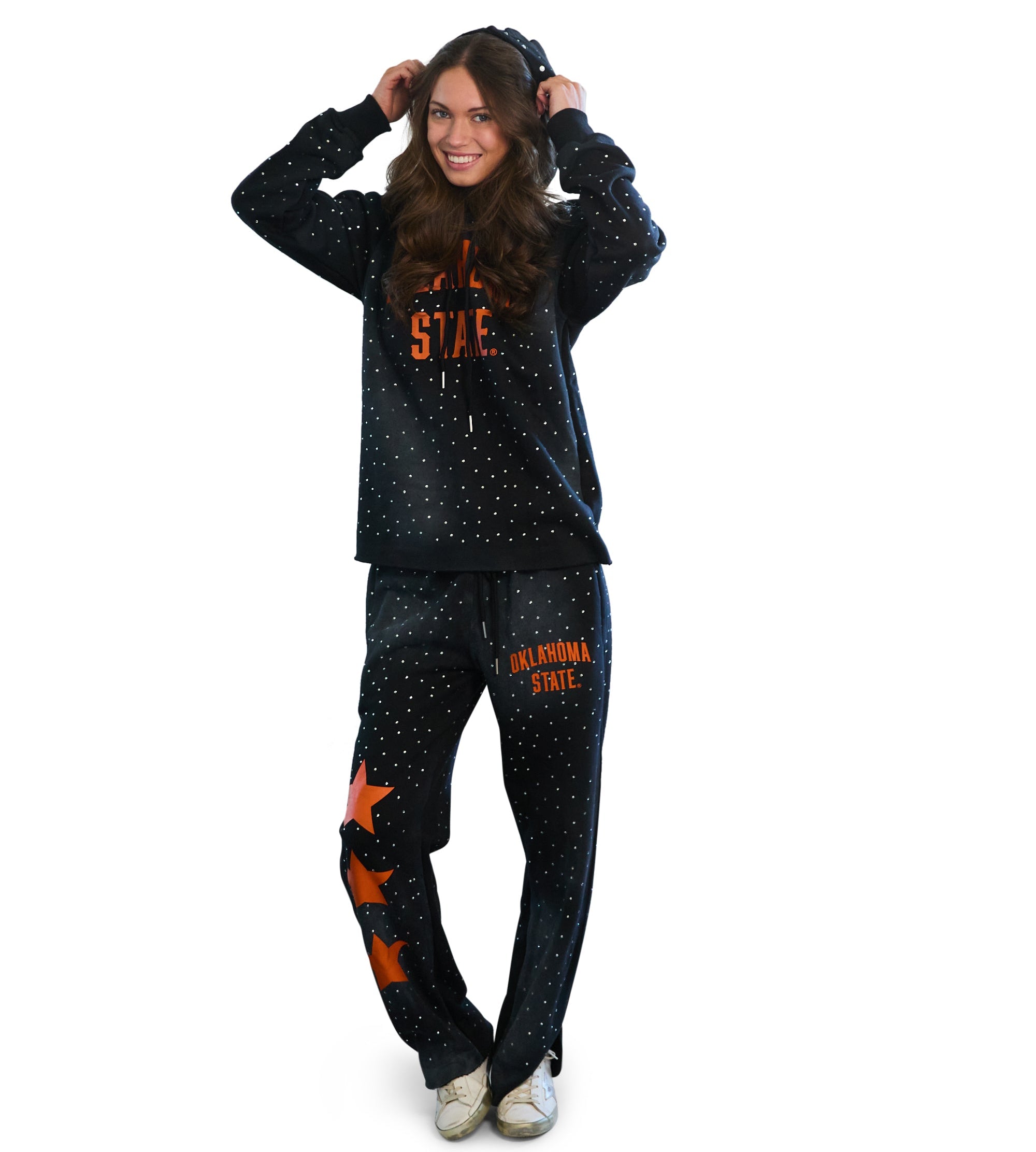 Oklahoma State Faded Rhinestone Sweat Set