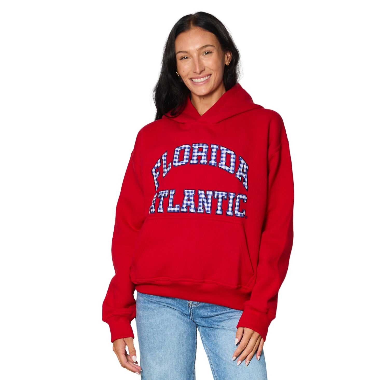 Florida Atlantic Owls Red Gingham Hoodie