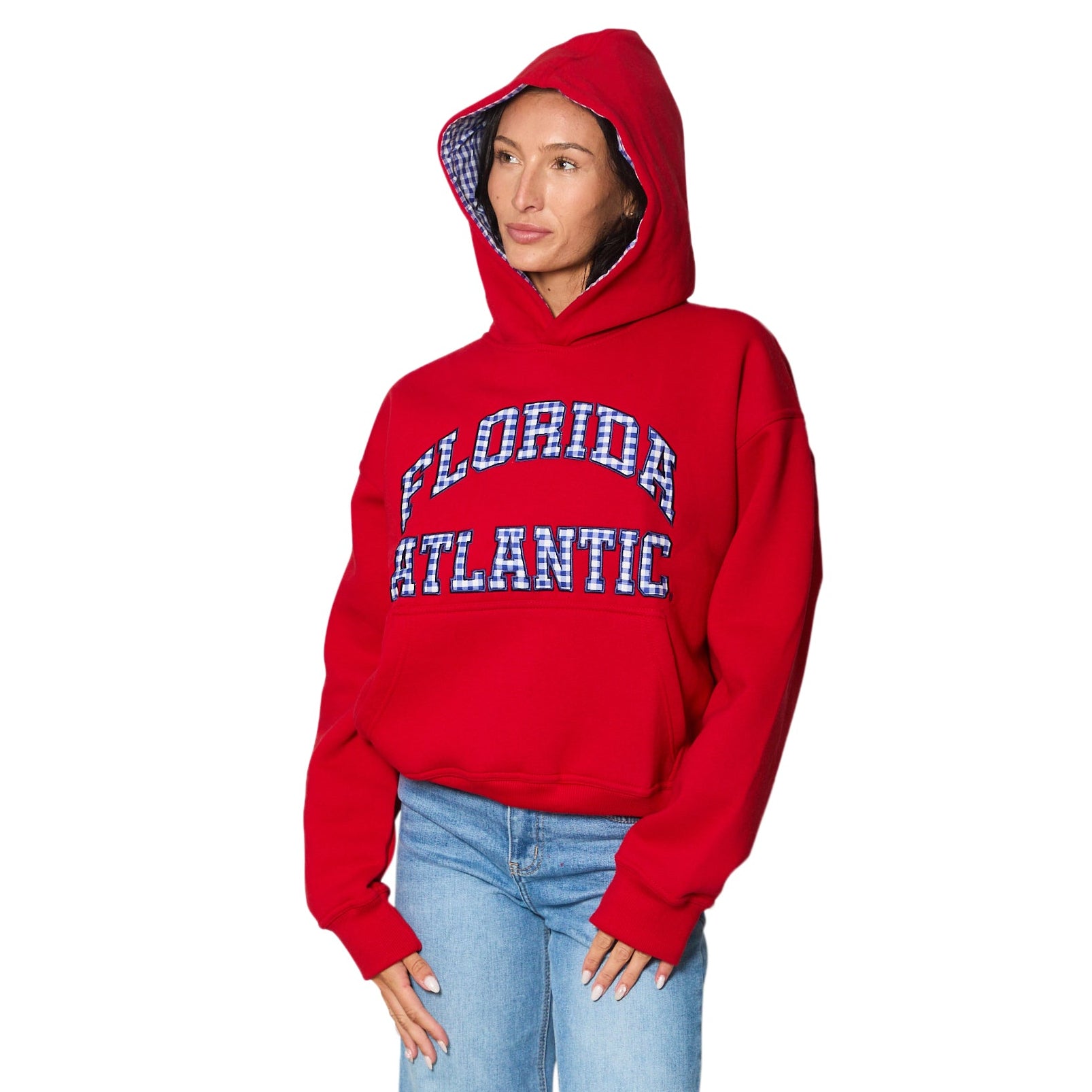 Florida Atlantic Owls Red Gingham Hoodie