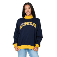 University of Michigan Two Tone Mock Neck Sweatshirt