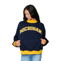 University of Michigan Two Tone Mock Neck Sweatshirt