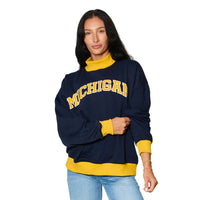 University of Michigan Two Tone Mock Neck Sweatshirt