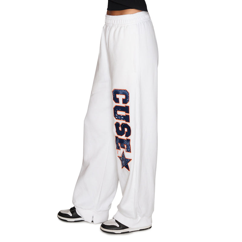 Syracuse Bandana Flare White Sweatpants