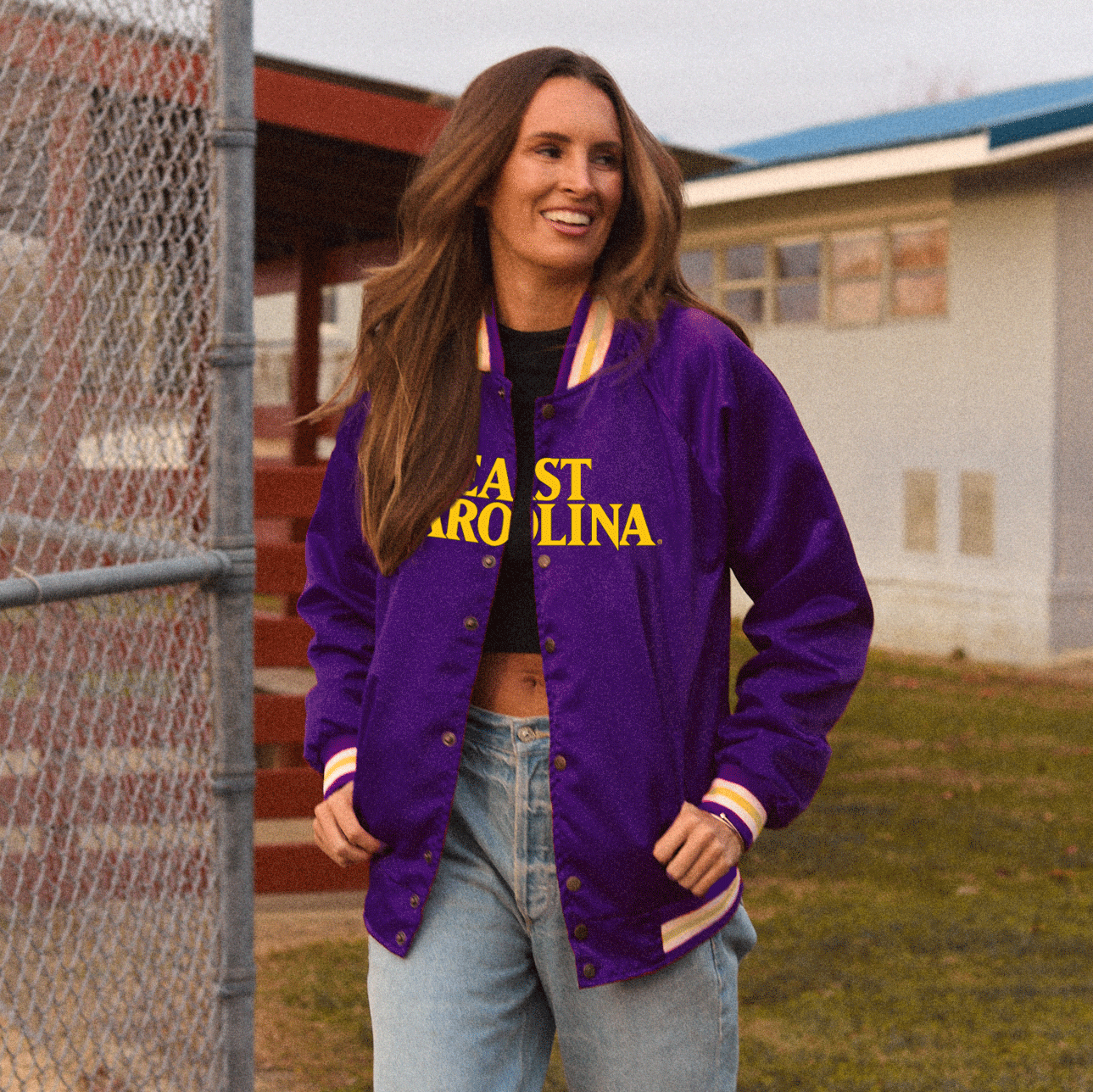 ECU Pirates Satin Letterman Bomber Jacket
