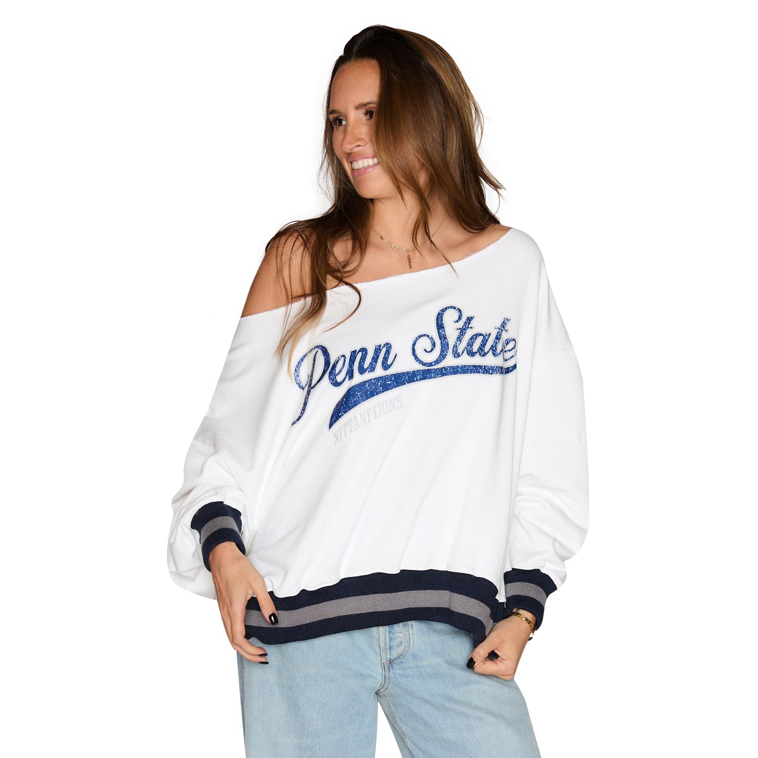 Penn State Vintage Off the Shoulder Sweatshirt – lojobands