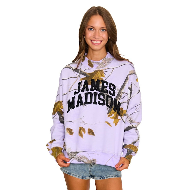 JMU Lavender Camo Mock Neck Sweatshirt