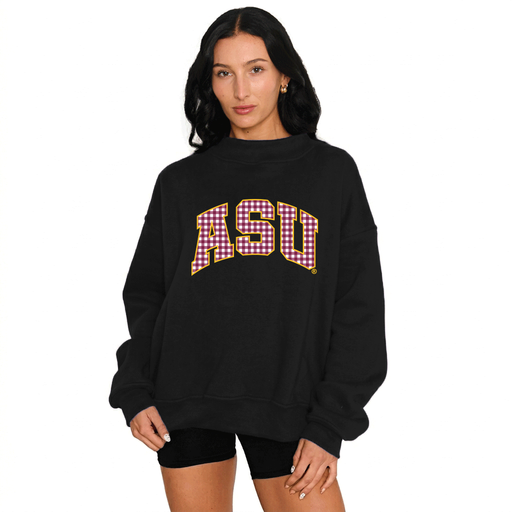 Arizona State ASU Gingham Mock Neck Sweatshirt