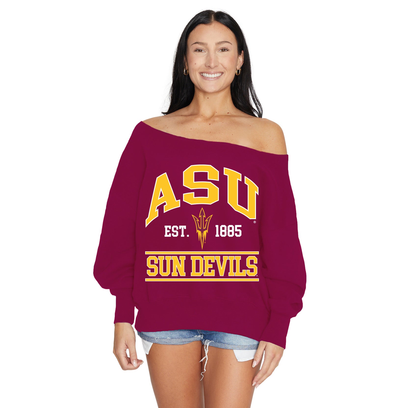 Arizona State ASU Off the Shoulder Sweatshirt – lojobands