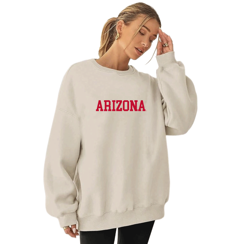 University of Arizona Embroidered Taupe Crewneck