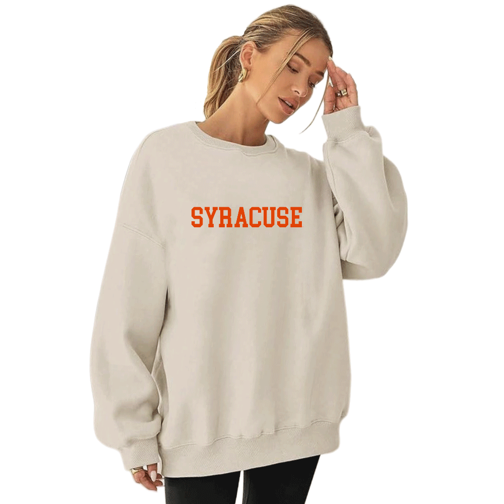 Syracuse Embroidered Taupe Crewneck