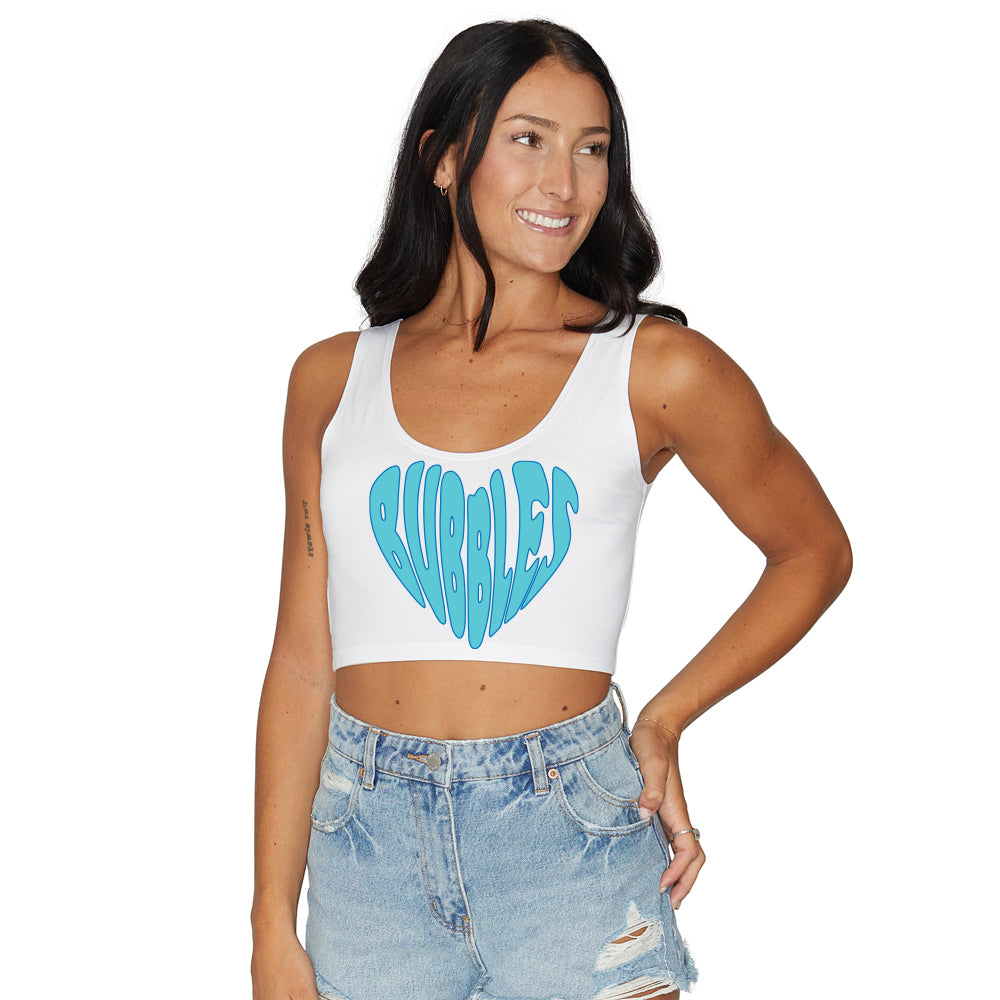 Bubbles White Crop Tank Top