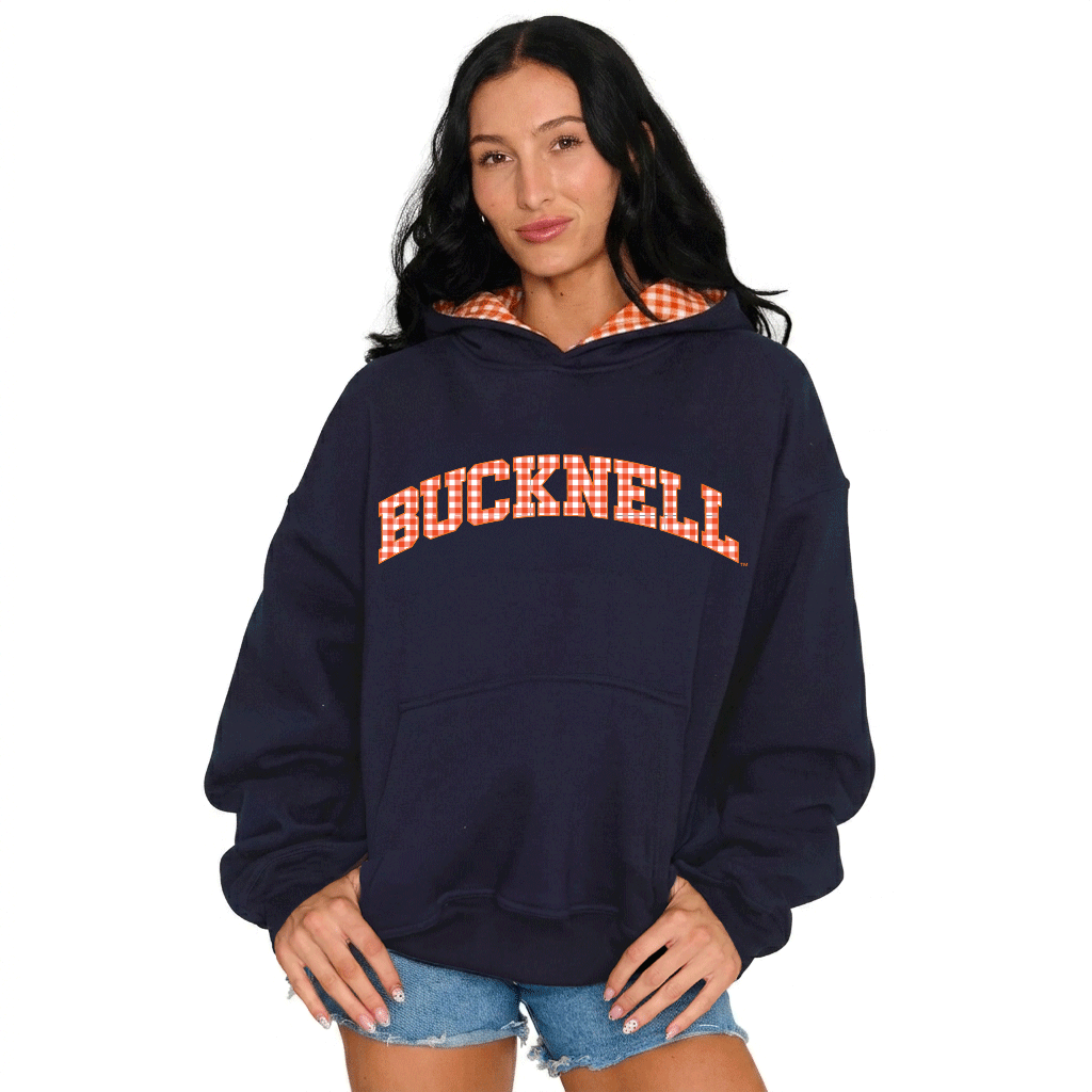 Bucknell Navy Gingham Hoodie