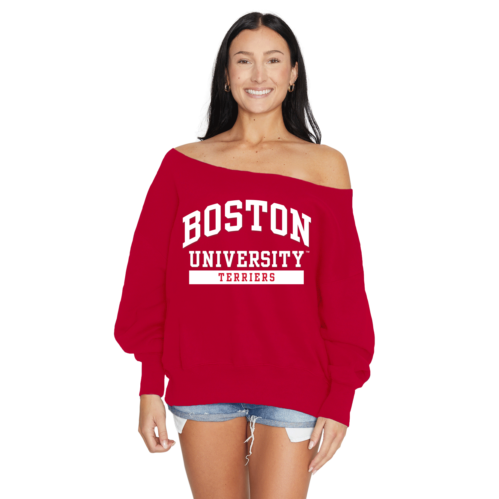 Boston University Off the Shoulder Sweatshirt