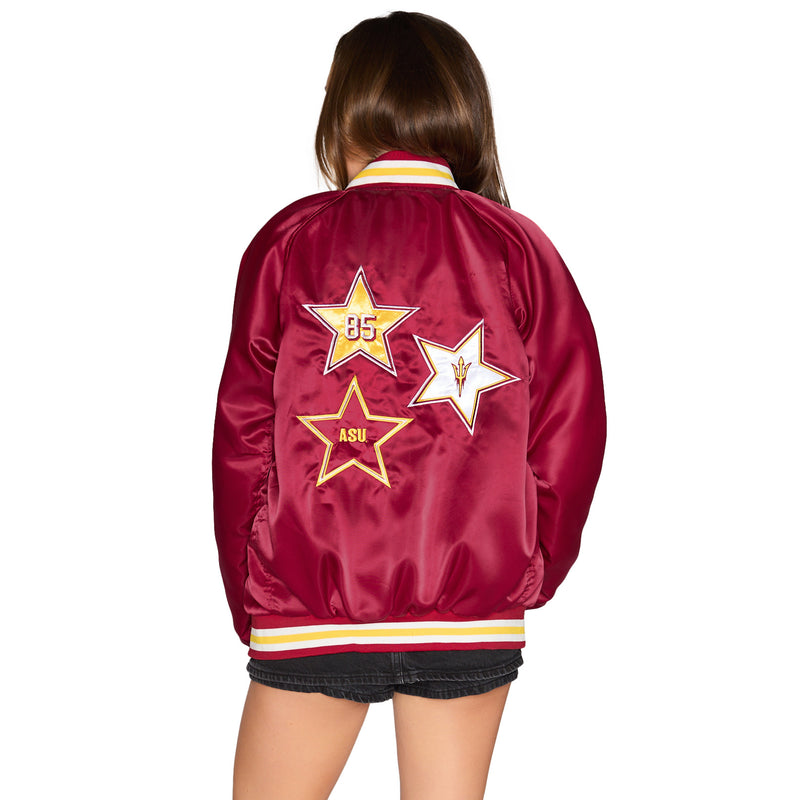 Arizona State ASU Satin Letterman Bomber Jacket