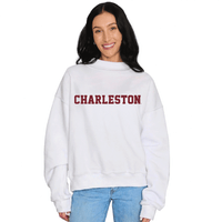 College of Charleston White Mock Neck Sweatshirt
