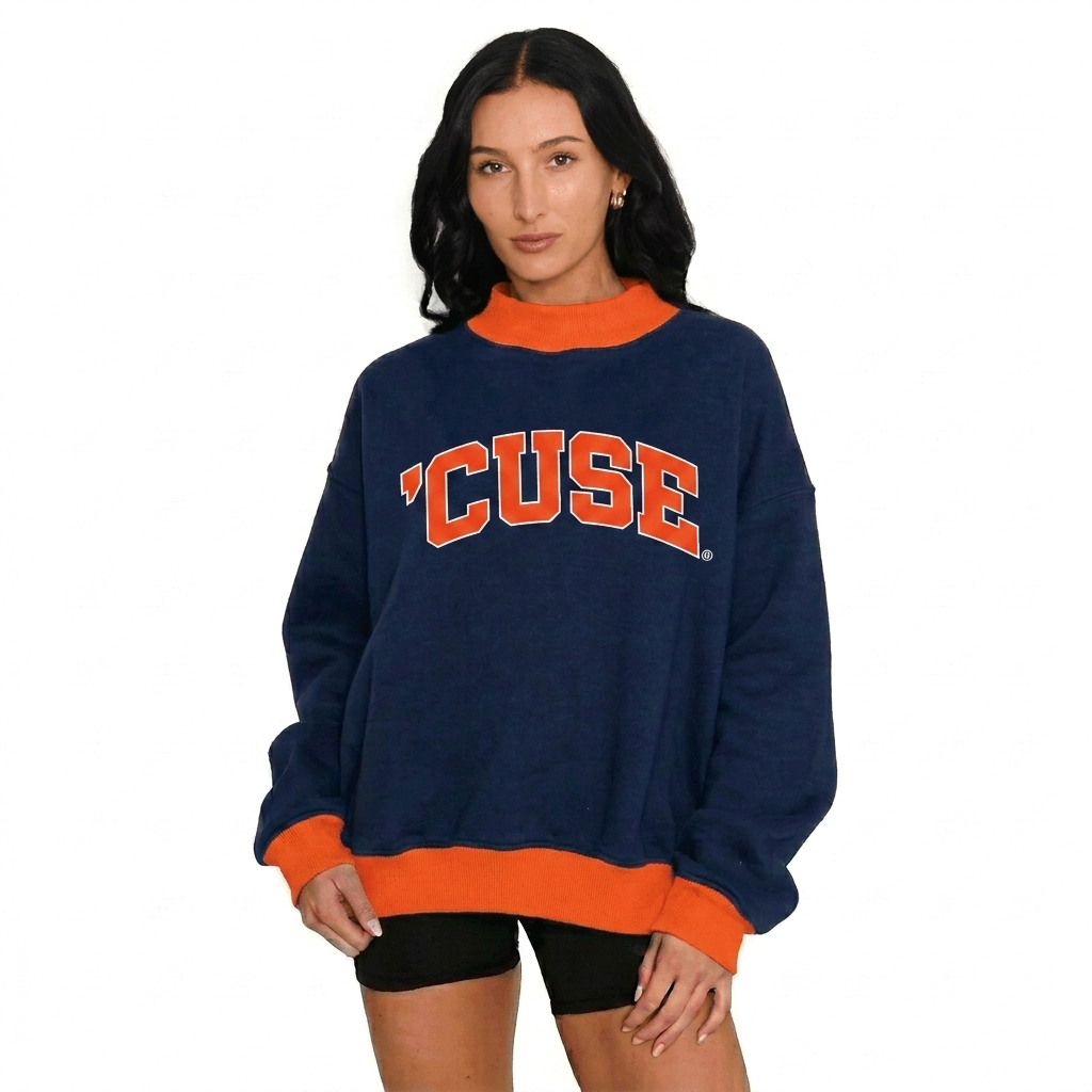 Syracuse Two Tone Mock Neck Sweatshirt