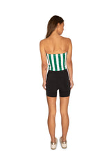 Green & White Striped Tube Top