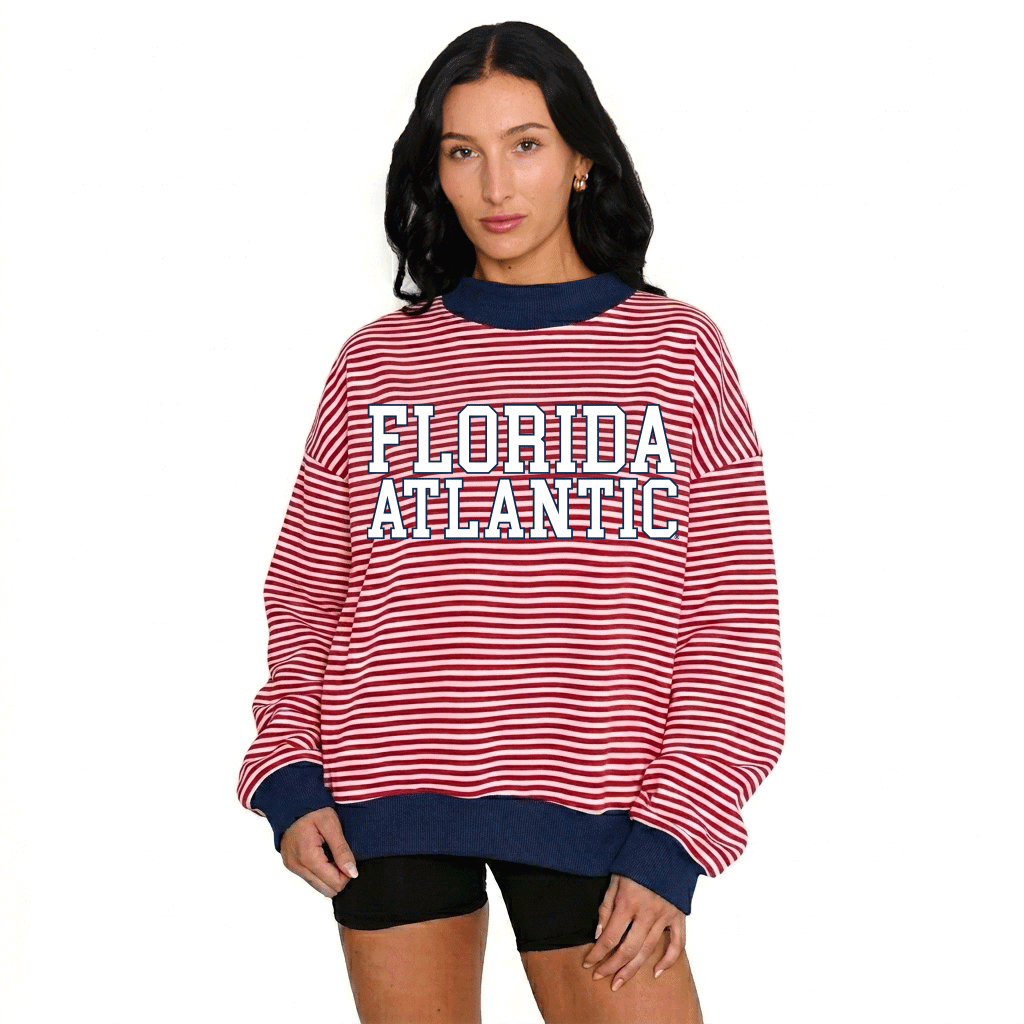 Florida Atlantic Owls Striped Mock Neck Sweatshirt