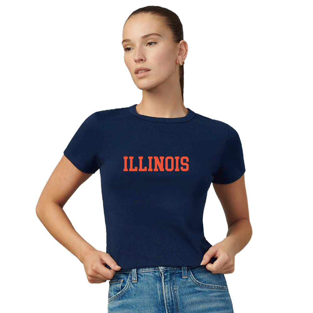 Illinois Fighting Illini Navy Embroidered Baby Tee