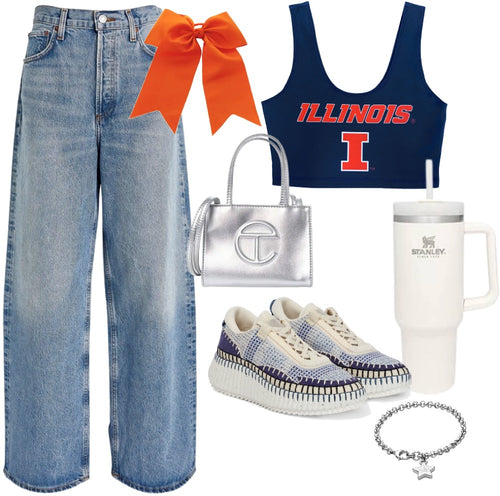 Illinois Fighting Illini Navy Crop Tank Top