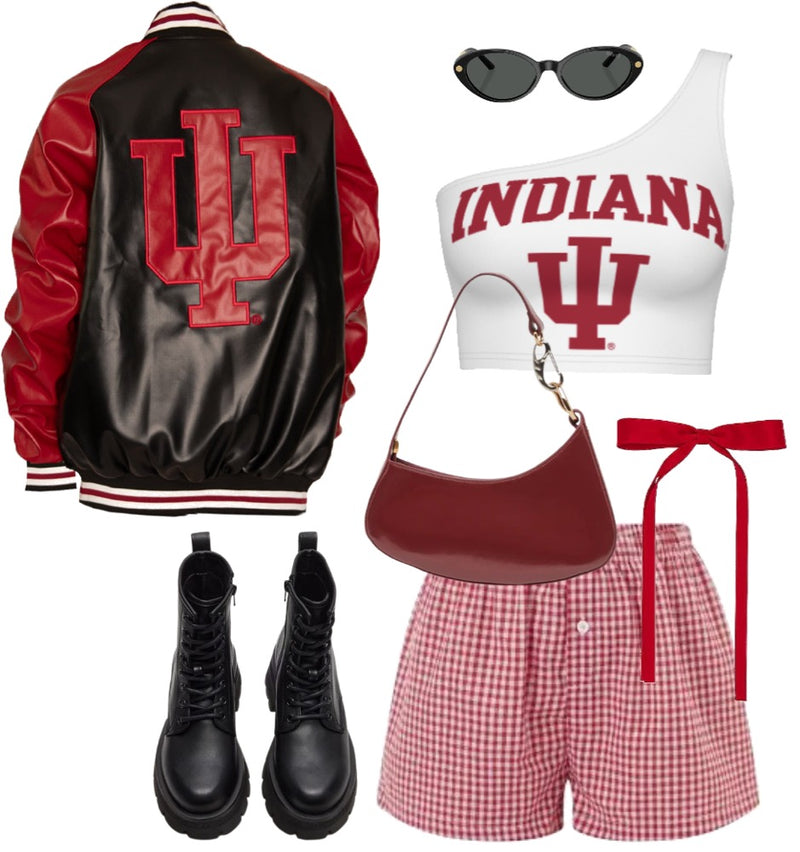 Indiana Hoosiers White One Shoulder Top