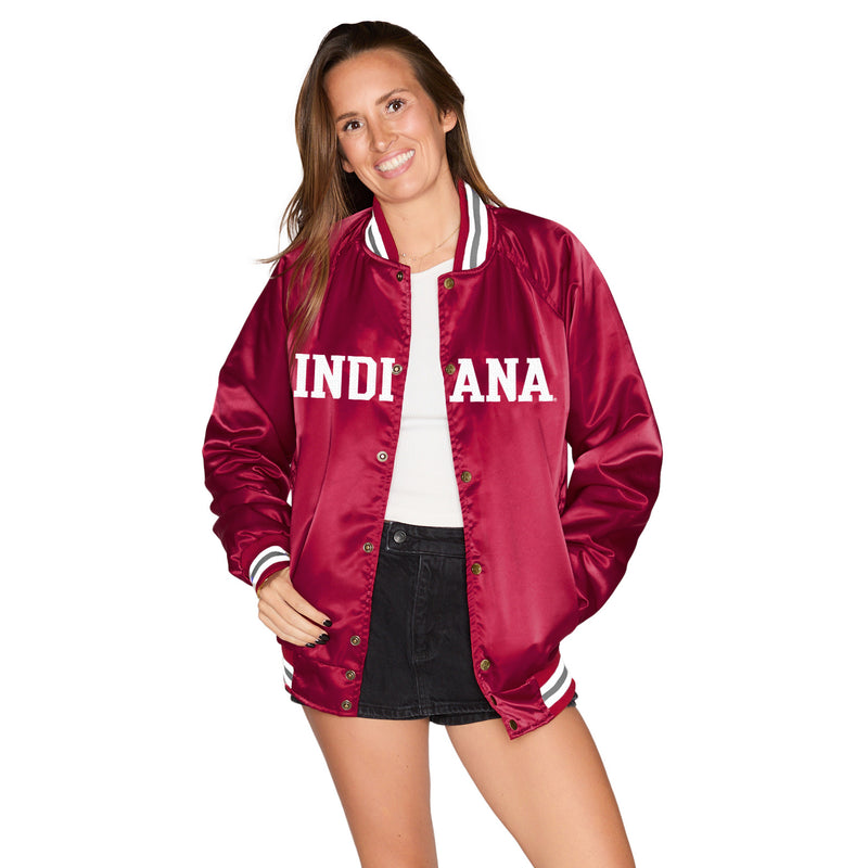 Indiana Hoosiers Satin Letterman Bomber Jacket