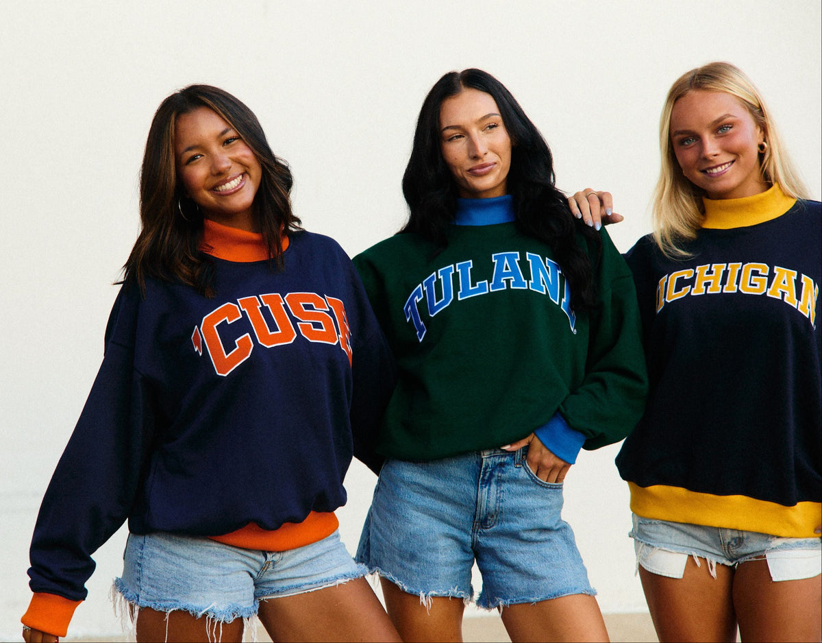University of Michigan Two Tone Mock Neck Sweatshirt