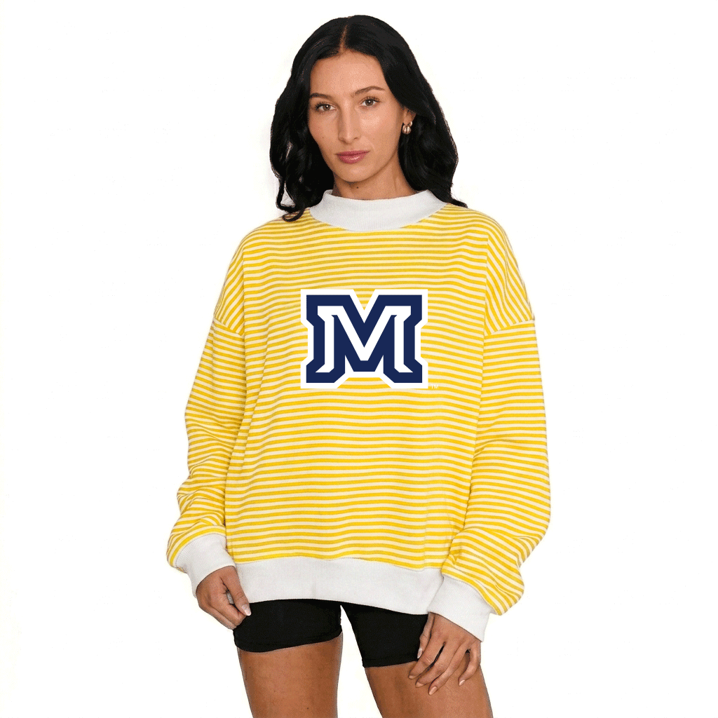 Montana State Yellow Striped Mock Neck Sweatshirt