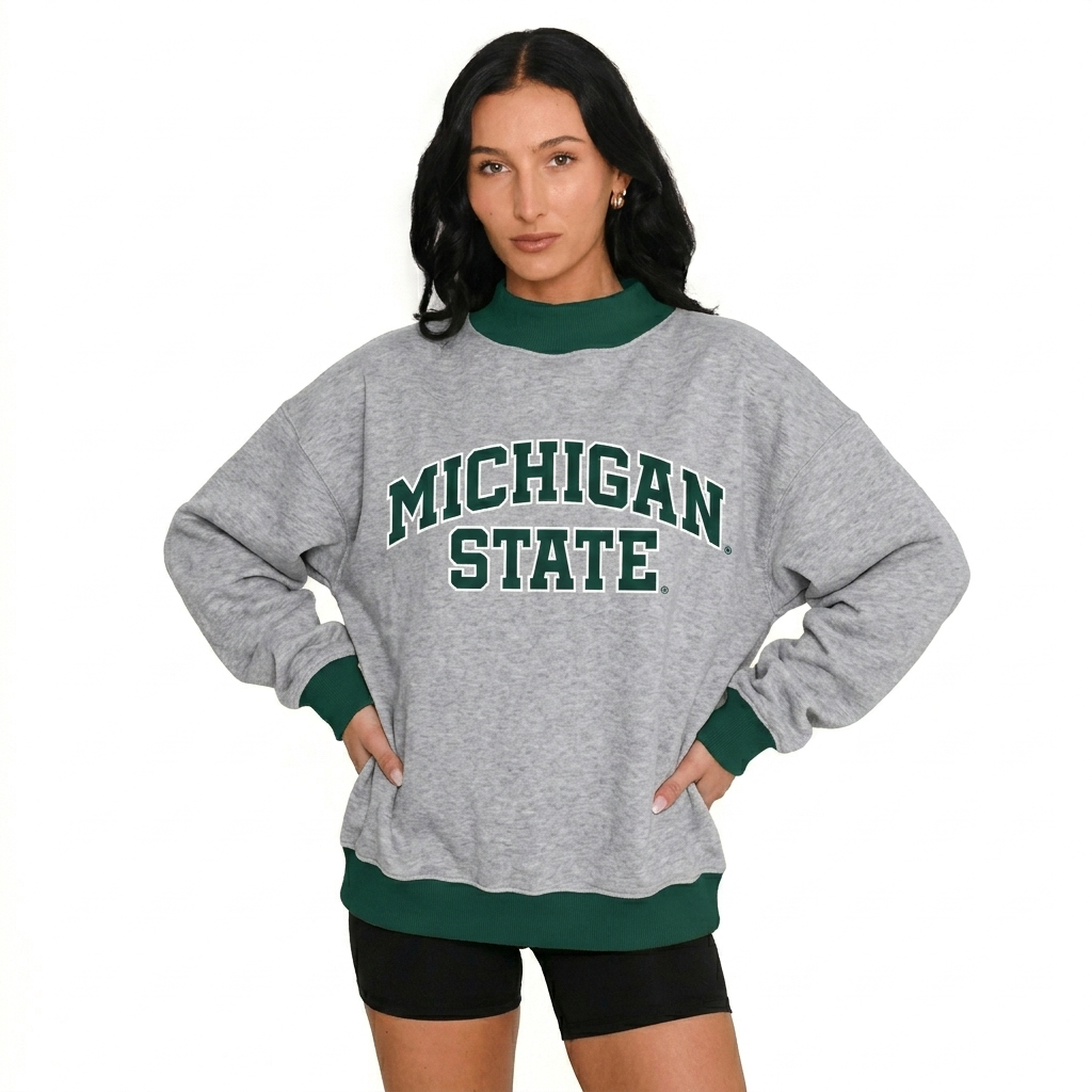 Michigan State Two Tone Mock Neck Sweatshirt